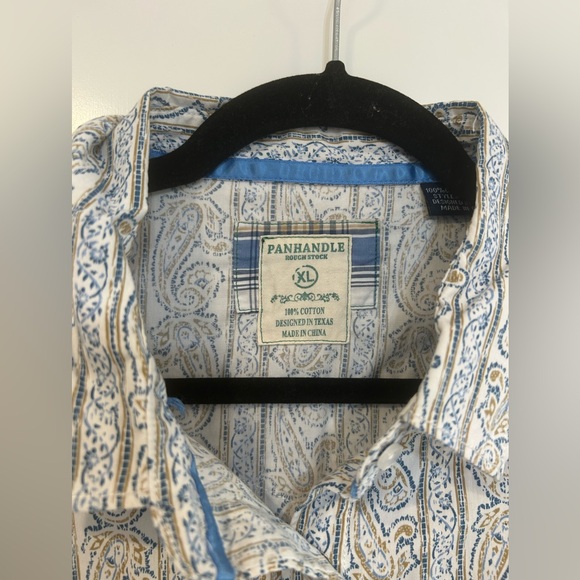 Panhandle Rough Stock Women’s Blue Collared Paisley Pearl Snap Sz Xl - Picture 4 of 10